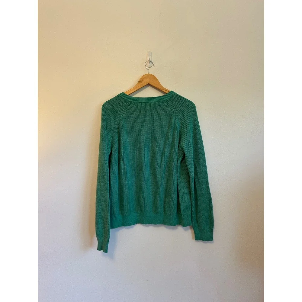 J.Crew Gold Button Raglan Crewneck Sweater in Green | Size XL